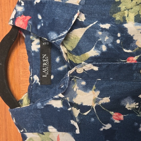 Lauren Ralph Lauren Relaxed Fit Floral Buttom Up Short-Sleeve Shirt Size XL - Picture 5 of 13